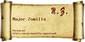 Major Zomilla névjegykártya